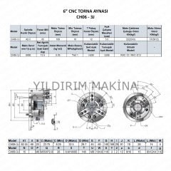 6'' 3 Ayak CNC Torna Aynası