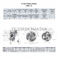 8'' 3 Ayak CNC Torna Aynası