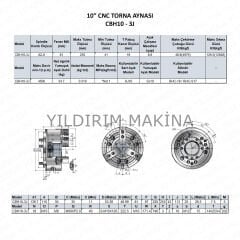 10'' 3 Ayak Geniş Merkezli CNC Torna Aynası